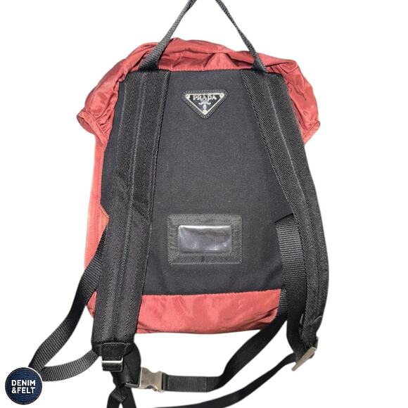 Prada Vela Amaranth Maroon Red Nylon‎ Backpack Drawstring Buckle Travel Bag Tote main image 4
